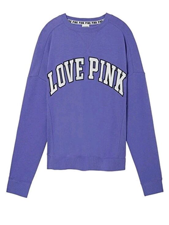 PINK Victoria's Secret Sweaters - PINK Victoria's Secret Womens Lavender Purple LOVE PINK Crewneck Sweatshirt XS